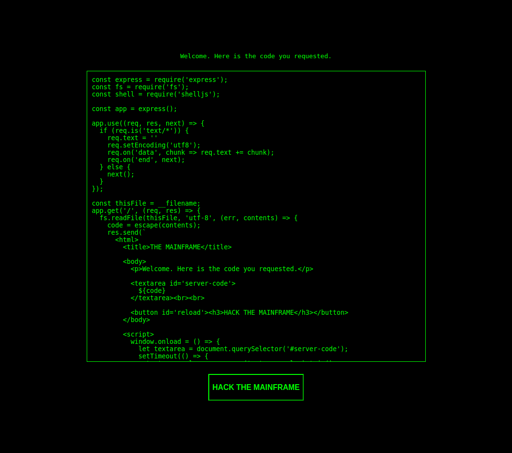 website displaying code